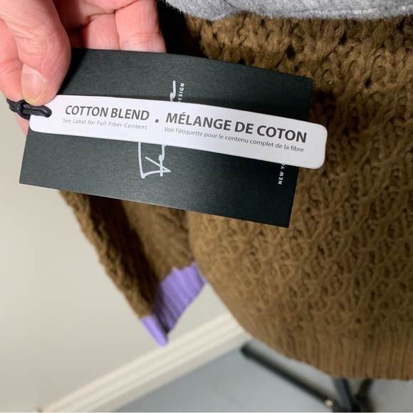 Nwt femme by design NY chunky fisherman brown purple boho open knit sweater sz M - Picture 10 of 12